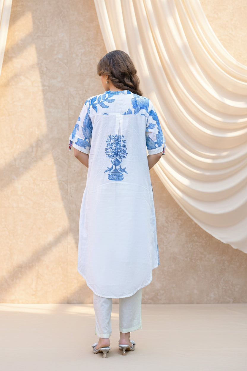 Blue Petal Printed Kurta Set