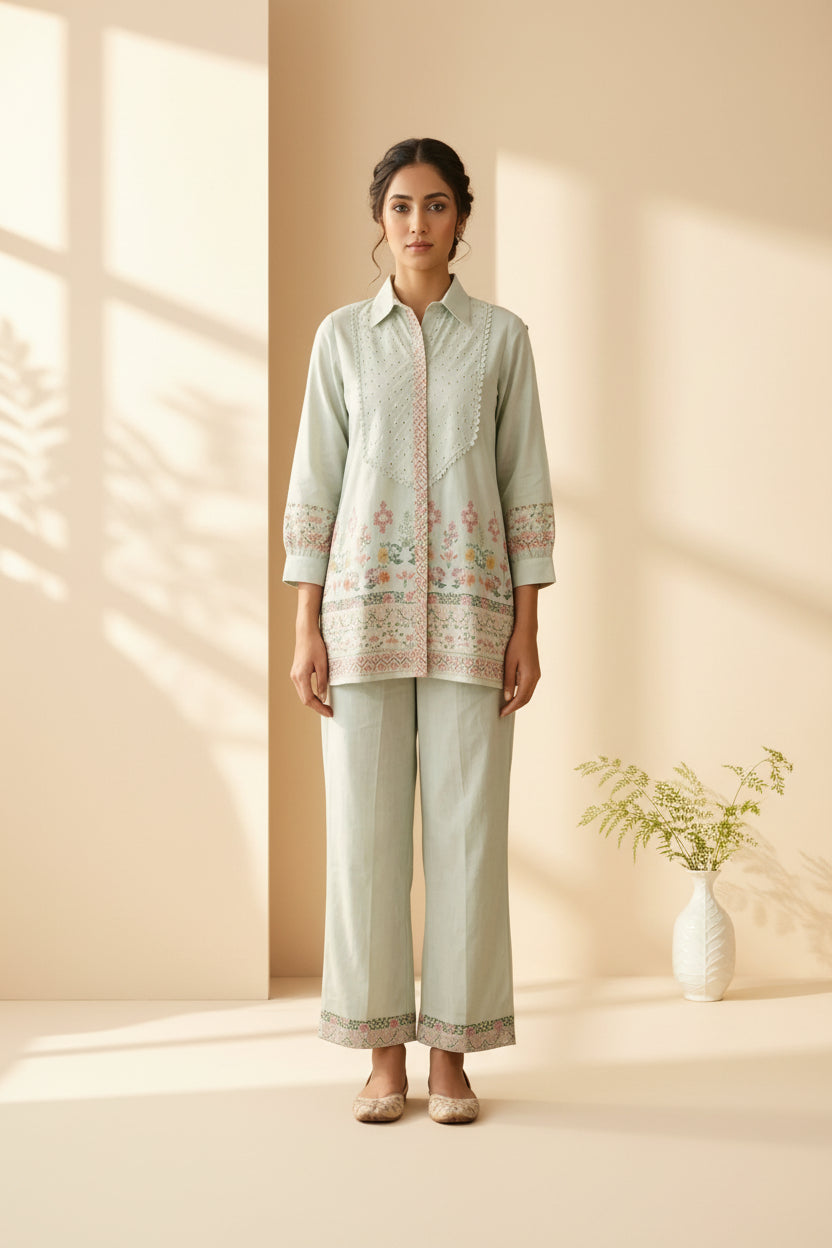 Pastel Mint Cotton Co-ord Set
