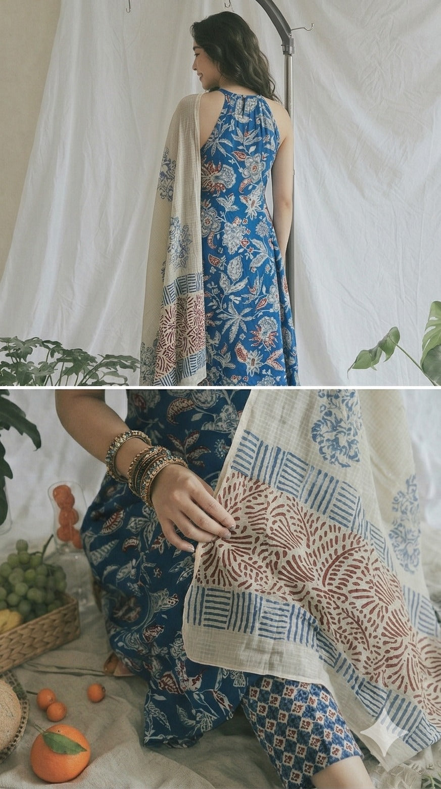 Indigo Floral Pant Set