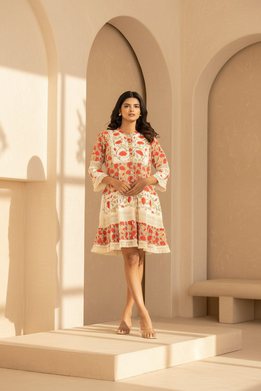 Crimson Poppy Cotton Dress