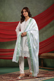 Ice Blue Embellished Cotton Pant Set