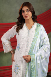 Ice Blue Embellished Cotton Pant Set
