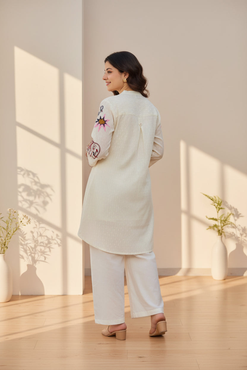 Off-White Folk Embroidered Co-Ord Set