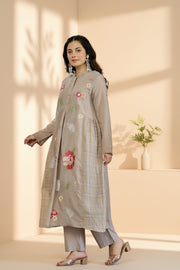 Taupe Floral Kurta Set