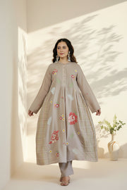 Taupe Floral Kurta Set