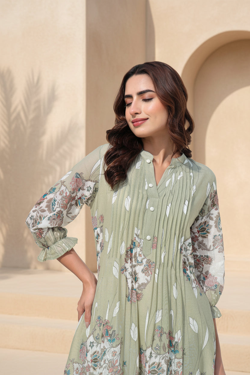 Sage Flora Printed Co-Ord Set