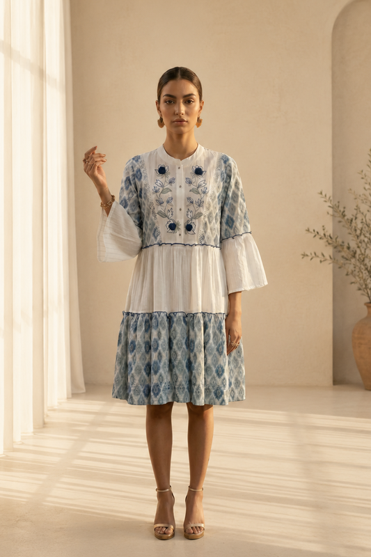 Dusty Blue Cotton Dress