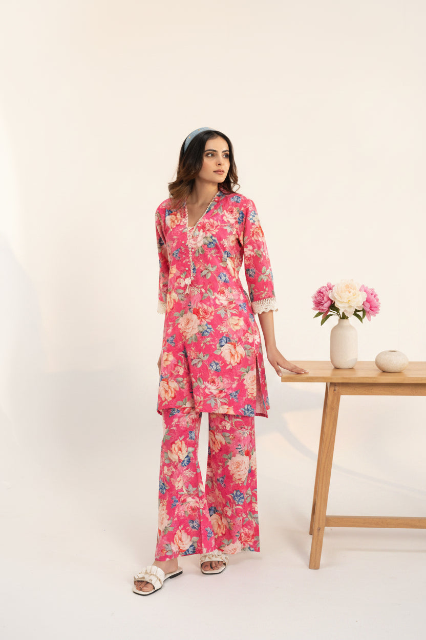 Vibrant Pink Printed Co-ord Set