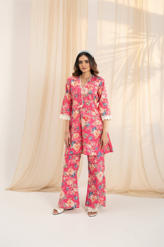 Vibrant Pink Printed Co-ord Set