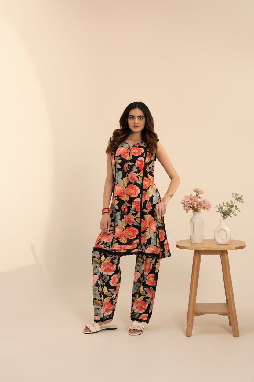 Black Floral Co-Ord Set