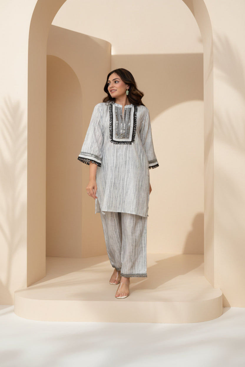 Marble White Co-ord Set