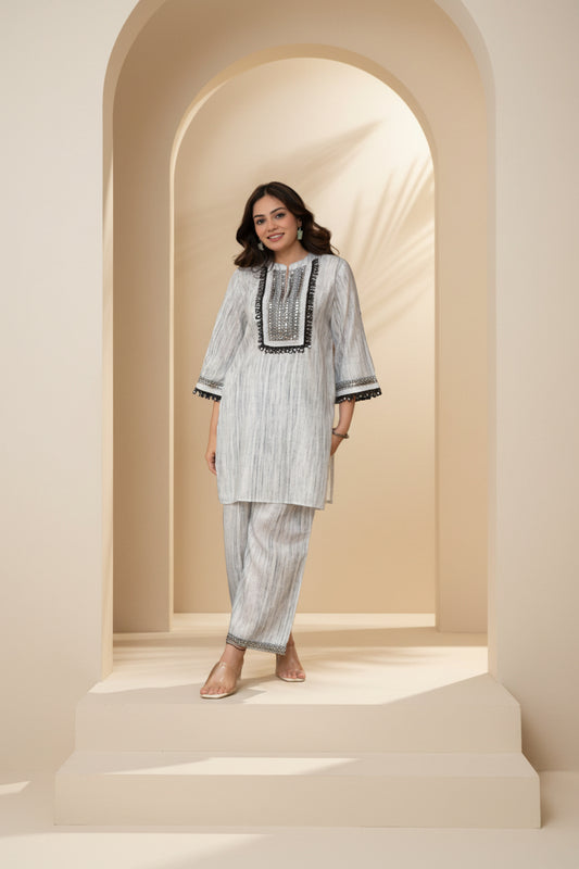 Marble White Co-ord Set