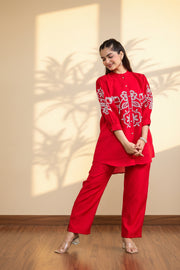 Crimson Embroidered Co-Ord Set