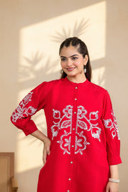 Crimson Embroidered Co-Ord Set