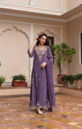 Purple Muse Embellished Chinon Silk Kurta Set