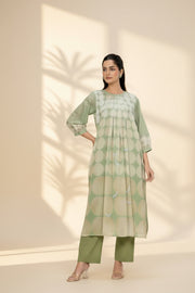 Sage Pop Printed Cotton Kurta Set
