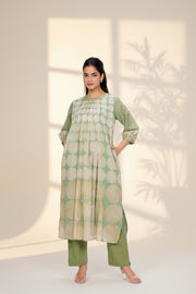Sage Pop Printed Cotton Kurta Set