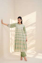 Sage Pop Printed Cotton Kurta Set