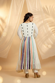 Ivory Multi-Stripe Printed Kurta Set
