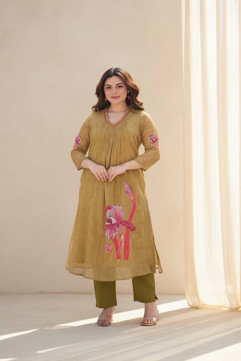 Crimson Iris Printed Kurta Set