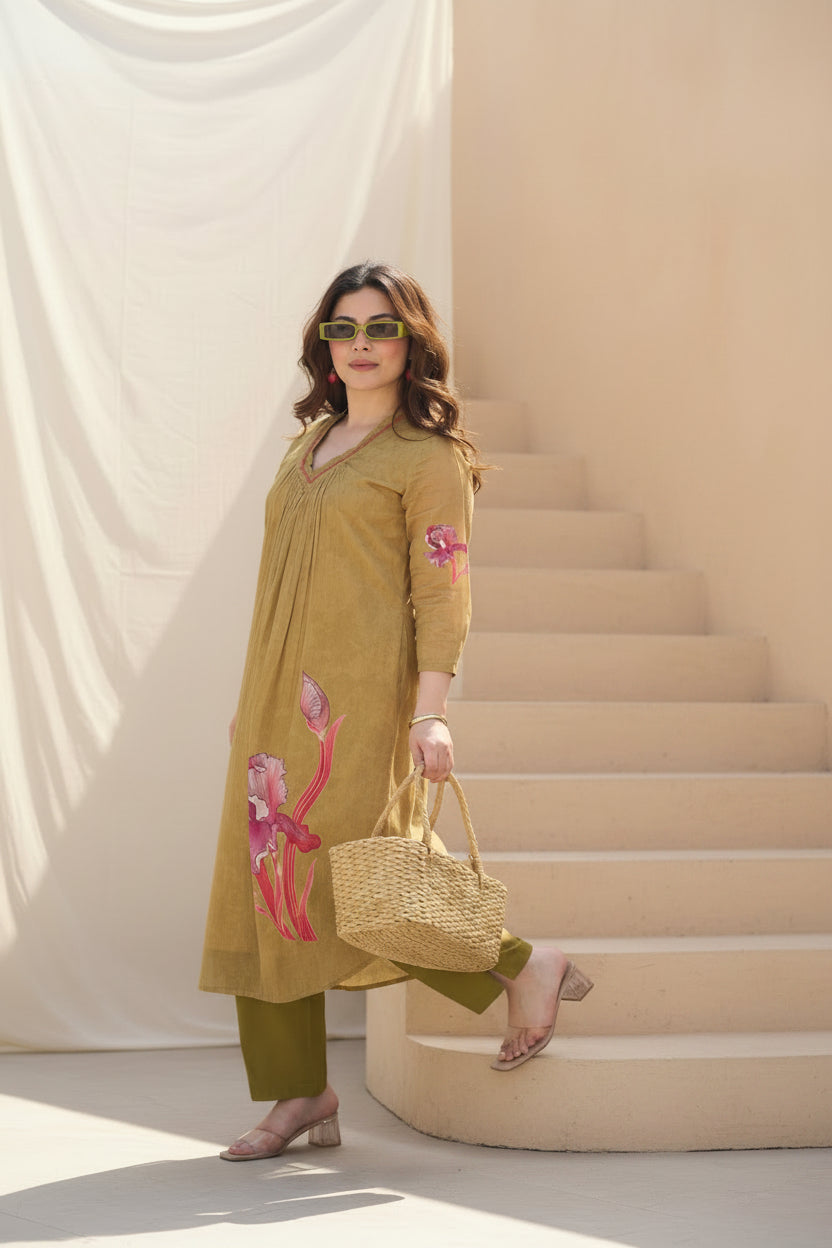 Crimson Iris Printed Kurta Set