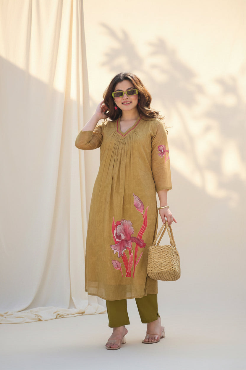 Crimson Iris Printed Kurta Set