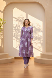 Dusty Mauve Printed Kurta Set