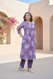 Dusty Mauve Printed Kurta Set