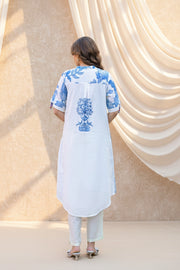 Blue Petal Printed Kurta Set