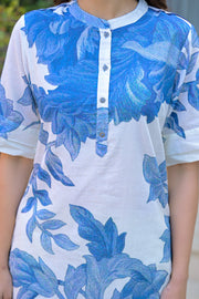 Blue Petal Printed Kurta Set