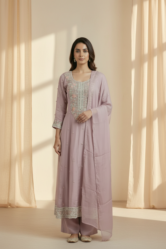 Soft Lavender Anarkali Set