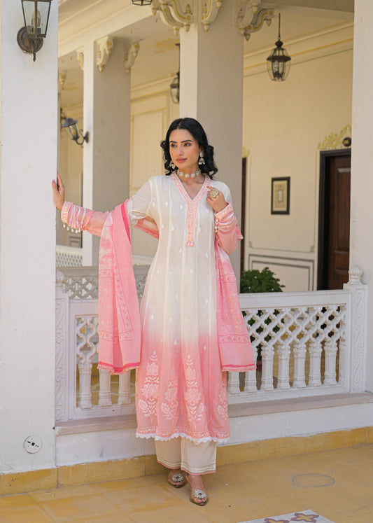 Pink Ombre Anarkali Set