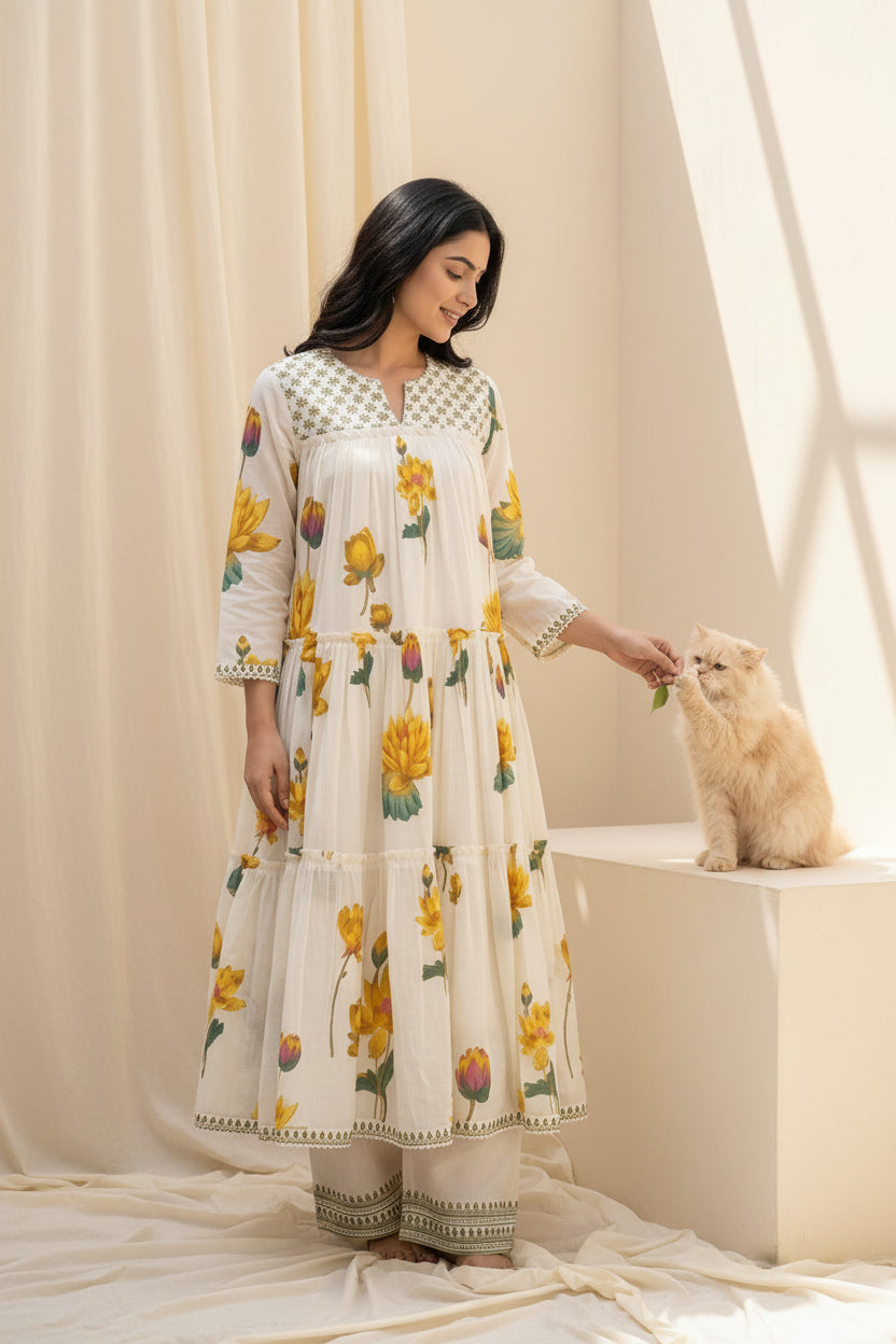 Butter Yellow Anarkali Set