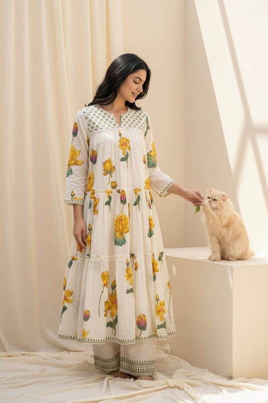 Butter Yellow Anarkali Set