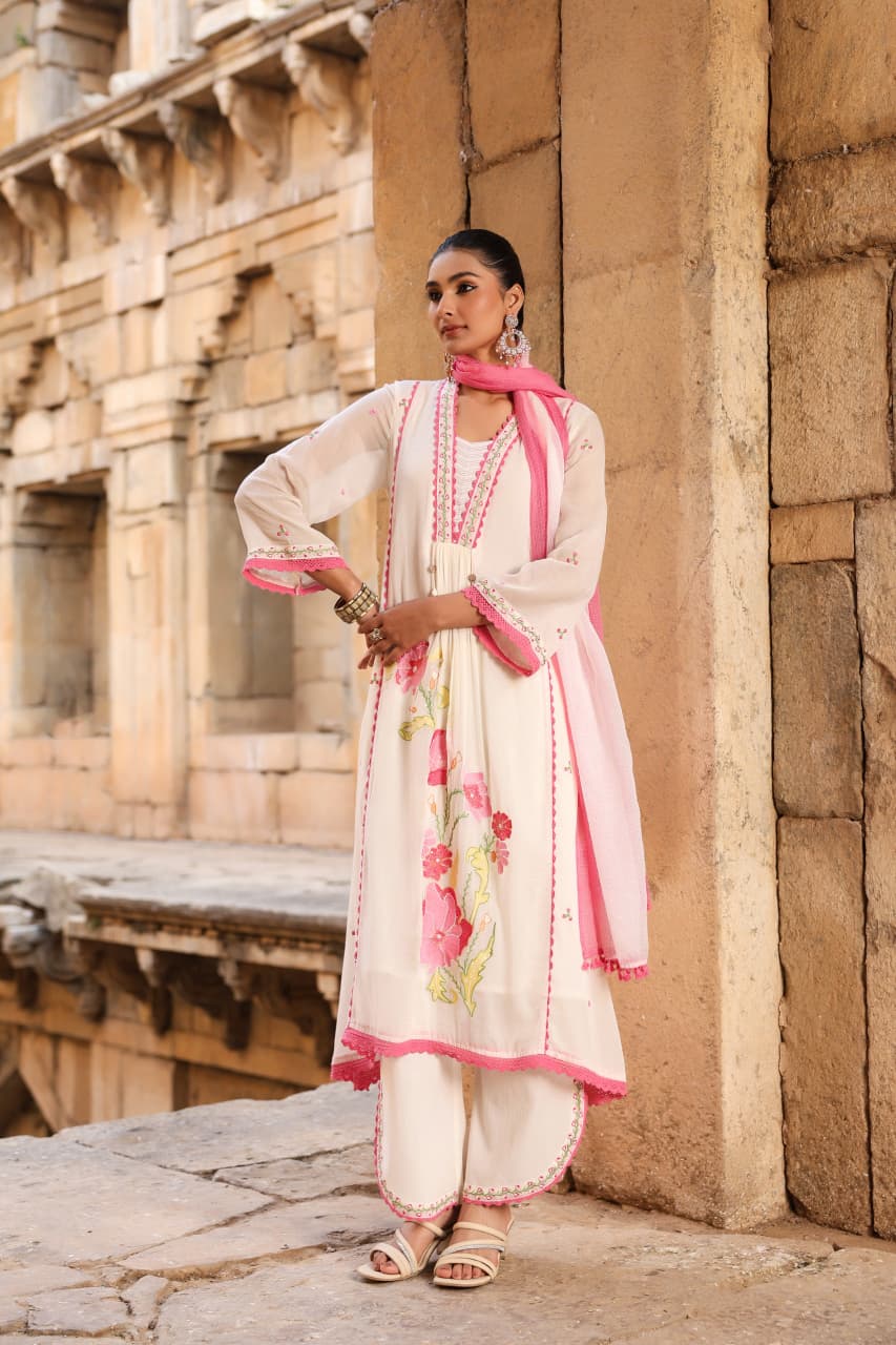 Soft Ivory Anarkali Set