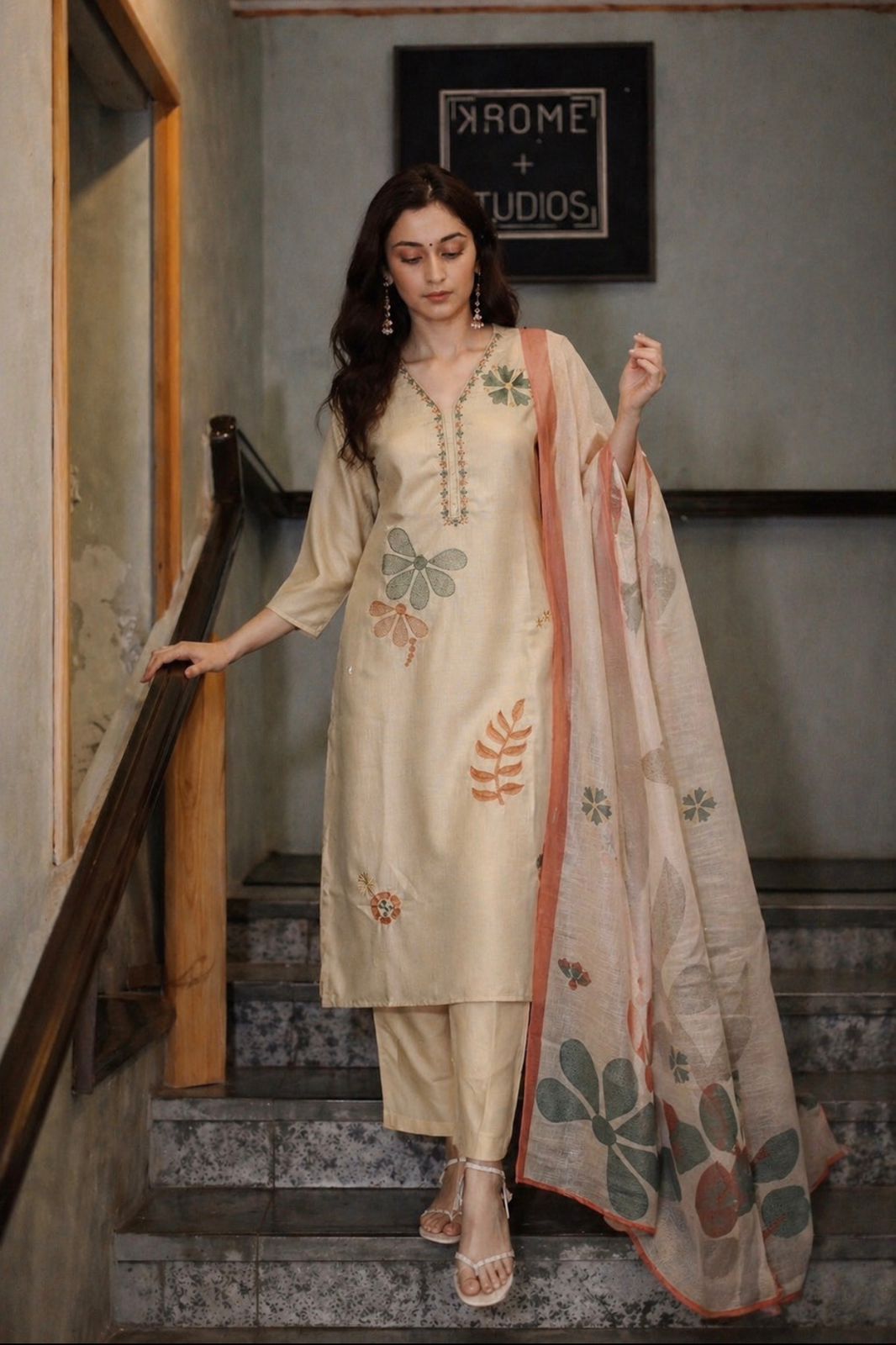 Soft Beige Linen Pant Set