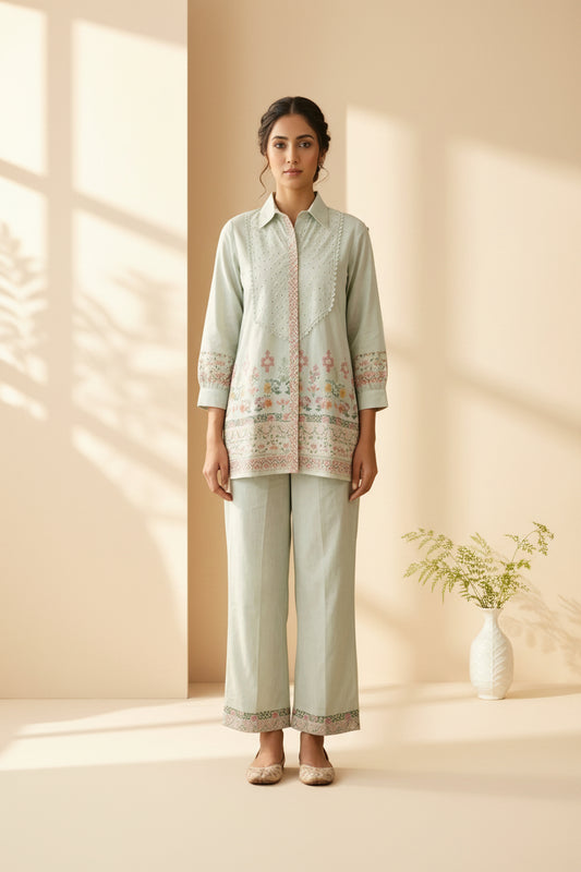 Pastel Mint Cotton Co-ord Set
