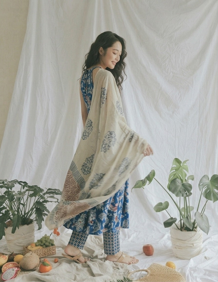 Indigo Floral Pant Set