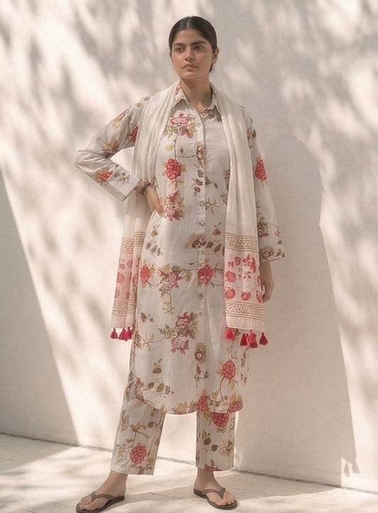 Ivory Flora Pant Set